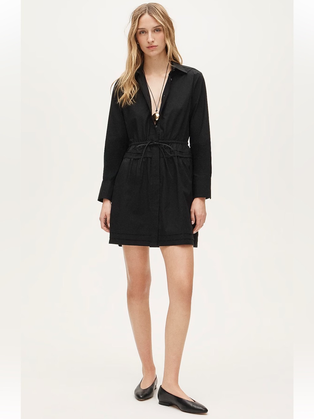 J. Crew Elena mini shirt-dress in cotton poplin - Black